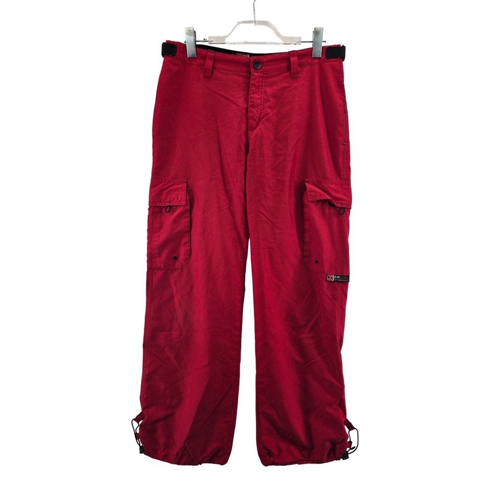 Kik Girl Red Cargo Pants‎ Vintage Y2K Wide Leg Rave Skater Baggy Size 11 MC3253